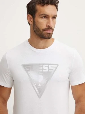 Guess t-shirt bawełniany FURIO męski kolor biały z nadrukiem Z4YI12.I3Z14