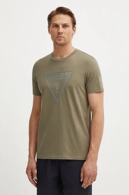 Guess t-shirt bawełniany FURIO męski kolor zielony z nadrukiem Z4YI12.I3Z14