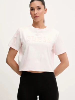 Guess t-shirt bawełniany GENZIANA damski kolor różowy V5GI19 I3Z14