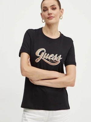 Guess t-shirt bawełniany GLITTERY damski kolor czarny W4YI09 JA914