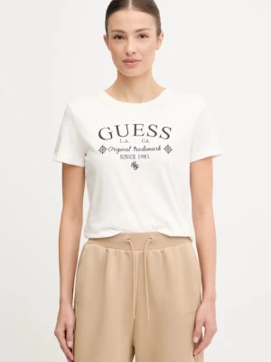 Guess t-shirt bawełniany GLORIA damski kolor beżowy V5YI03 I3Z14