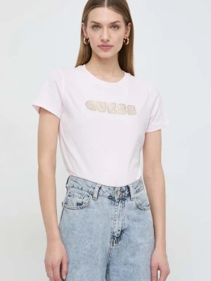 Zdjęcie produktu Guess t-shirt bawełniany GLOSSY damski kolor różowy W4RI30 I3Z14