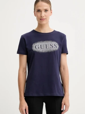 Guess t-shirt bawełniany INGRID damski kolor granatowy V5YI08 J1314