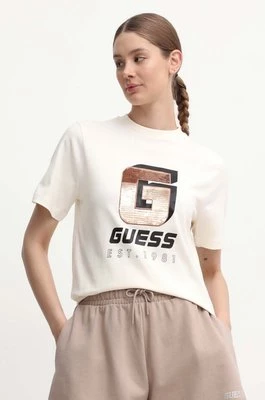 Guess t-shirt bawełniany INS damski kolor beżowy V4YI07 I3Z14