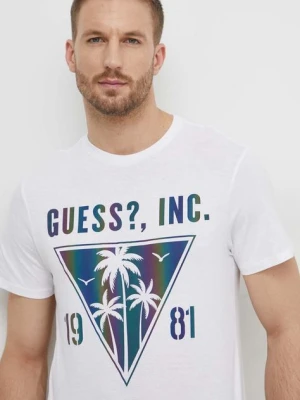 Guess t-shirt bawełniany IRIDESCENT męski kolor biały z nadrukiem M4GI47 K9RM1