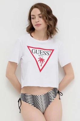 Guess t-shirt bawełniany kolor biały E02I01 JA914