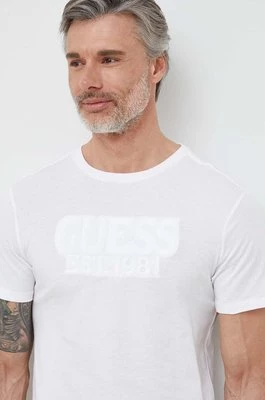 Guess t-shirt bawełniany kolor biały z aplikacją