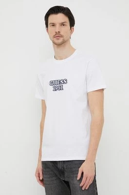 Guess t-shirt bawełniany kolor biały z aplikacją