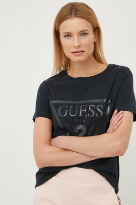 Guess t-shirt bawełniany ADELE kolor czarny V2YI07 K8HM0