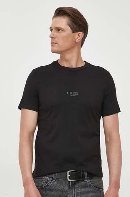 Guess t-shirt bawełniany AIDY kolor czarny z aplikacją M2YI72 I3Z14