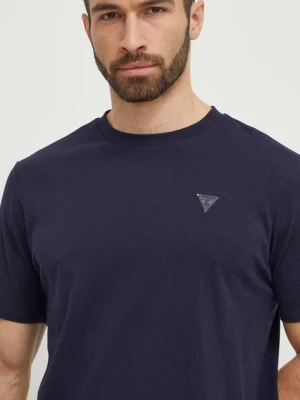 Guess t-shirt bawełniany kolor granatowy z aplikacją F3GI00 K8HM0