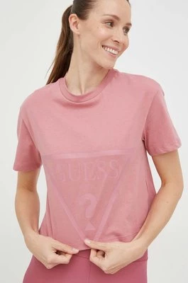 Guess t-shirt bawełniany ADELE kolor różowy V2YI06 K8HM0
