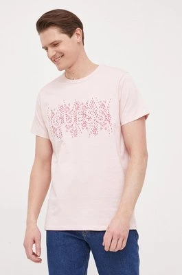 Guess t-shirt bawełniany kolor różowy z aplikacją