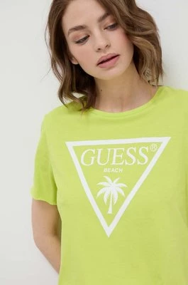 Guess t-shirt bawełniany kolor zielony E02I01 JA914