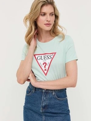 Guess t-shirt bawełniany kolor zielony W1YI1B I3Z14