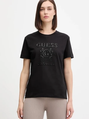 Guess t-shirt bawełniany MENA damski kolor czarny V5BI07 K8FQ4