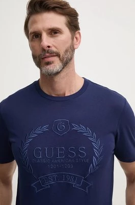 Guess t-shirt bawełniany męski kolor beżowy z aplikacją M4BI65.K9RM1