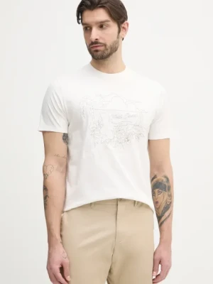 Guess t-shirt bawełniany męski kolor beżowy z aplikacją M5GI39 KBW41