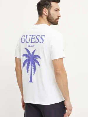 Guess t-shirt bawełniany męski kolor biały z aplikacją F5GI09 KA260