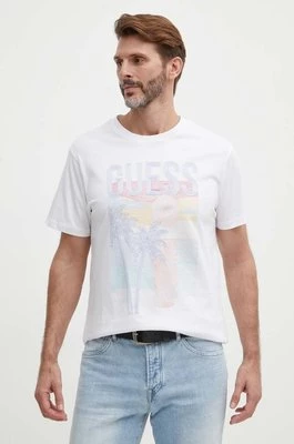 Guess t-shirt bawełniany męski kolor biały z aplikacją M4GI15 I3Z14