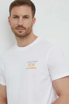 Guess t-shirt bawełniany męski kolor biały z aplikacją M4GI30 I3Z14