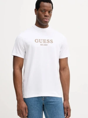 Guess t-shirt bawełniany męski kolor biały z aplikacją M5BI09 K8FQ4