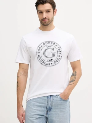 Guess t-shirt bawełniany męski kolor biały z aplikacją M5BI15 K8FQ4