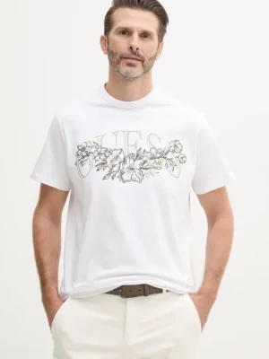 Guess t-shirt bawełniany męski kolor biały z aplikacją M5GI17 K8FQ4