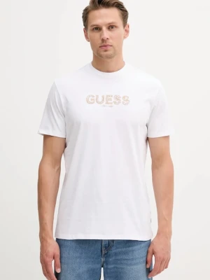 Guess t-shirt bawełniany męski kolor biały z aplikacją M5YI41 KBW41