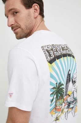 Guess t-shirt bawełniany SURFING męski kolor biały z nadrukiem F4GI07 I3Z14