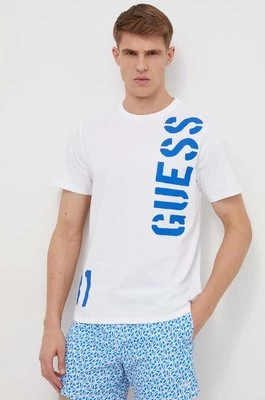 Guess t-shirt bawełniany męski kolor biały z nadrukiem F4GI04 I3Z14