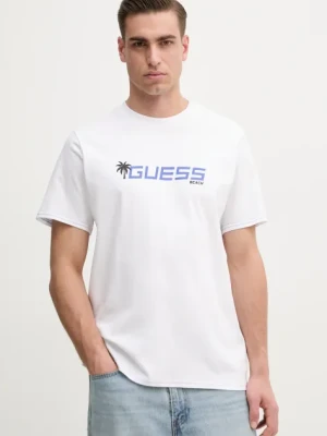 Guess t-shirt bawełniany męski kolor biały z nadrukiem F5GI06 I3Z14