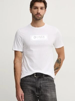 Guess t-shirt bawełniany męski kolor biały z nadrukiem M4BI61.K9RM1