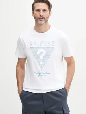 Guess t-shirt bawełniany męski kolor biały z nadrukiem M5GI29 KBW41