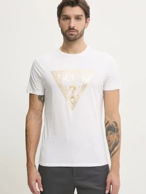 Guess t-shirt bawełniany męski kolor biały z nadrukiem M5RI49 K9RM1