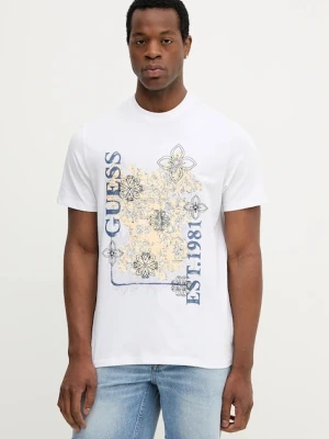 Guess t-shirt bawełniany męski kolor biały z nadrukiem M5YI12 I3Z14