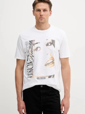 Guess t-shirt bawełniany męski kolor biały z nadrukiem M5YI68 KBW41