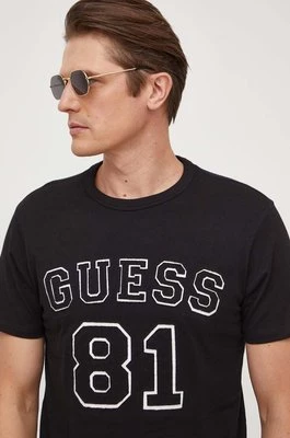 Guess t-shirt bawełniany męski kolor czarny z aplikacją M4RI22 K8FQ4