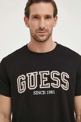 Guess t-shirt bawełniany męski kolor czarny z aplikacją M4GI62 I3Z14