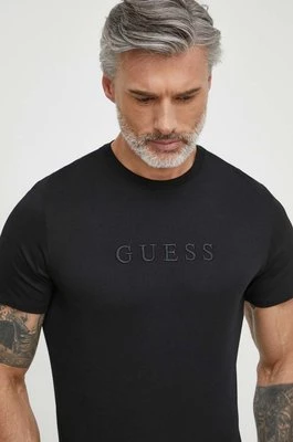 Guess t-shirt bawełniany PIMA męski kolor czarny z aplikacją M2BP47 K7HD0