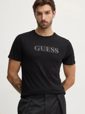 Guess t-shirt bawełniany męski kolor czarny z aplikacją M4BI64.K9RM1