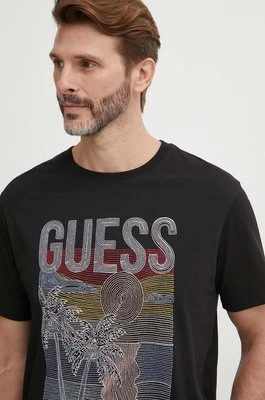 Guess t-shirt bawełniany męski kolor czarny z aplikacją M4GI15 I3Z14