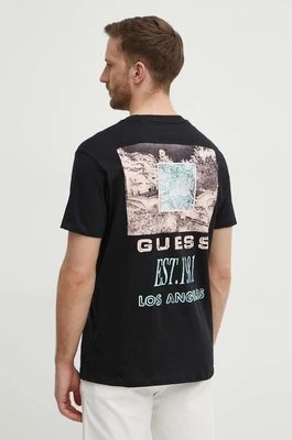 Guess t-shirt bawełniany męski kolor czarny z aplikacją M4GI30 I3Z14