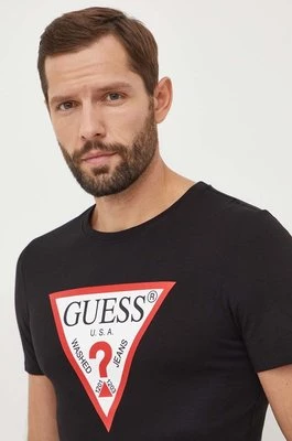 Guess t-shirt bawełniany męski kolor czarny z nadrukiem M2YI71 I3Z14