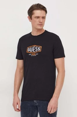 Guess t-shirt bawełniany męski kolor czarny z nadrukiem M4RI33 J1314