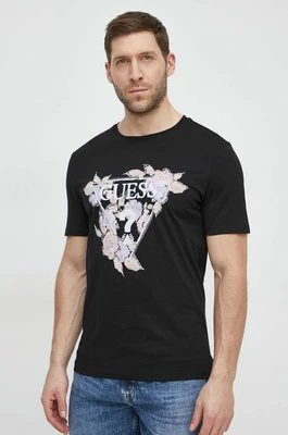 Guess t-shirt bawełniany FLOWERS męski kolor czarny z nadrukiem M4GI11 I3Z14