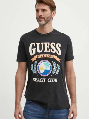 Guess t-shirt bawełniany męski kolor czarny z nadrukiem M4GI57 K9RM1