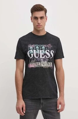 Guess t-shirt bawełniany męski kolor czarny z nadrukiem M4YI79 K9RM1