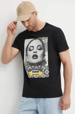 Guess t-shirt bawełniany męski kolor czarny z nadrukiem M4YI90 K9RM1