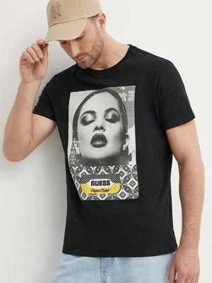 Guess t-shirt bawełniany męski kolor czarny z nadrukiem M4YI90 K9RM1